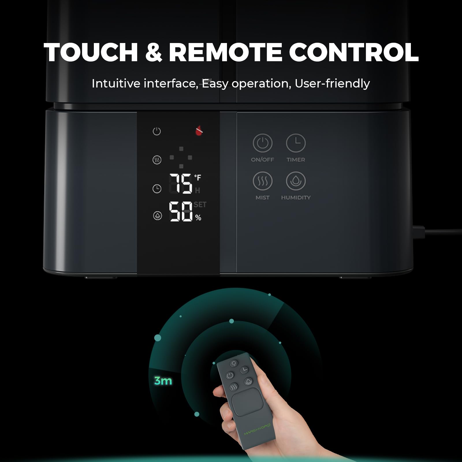 Mars Hydro Plant Humidifier 5L,With Adjustable Humidity,Timer Function,Ultrasonic Precise And Silent Operation,No-Leak Seal For