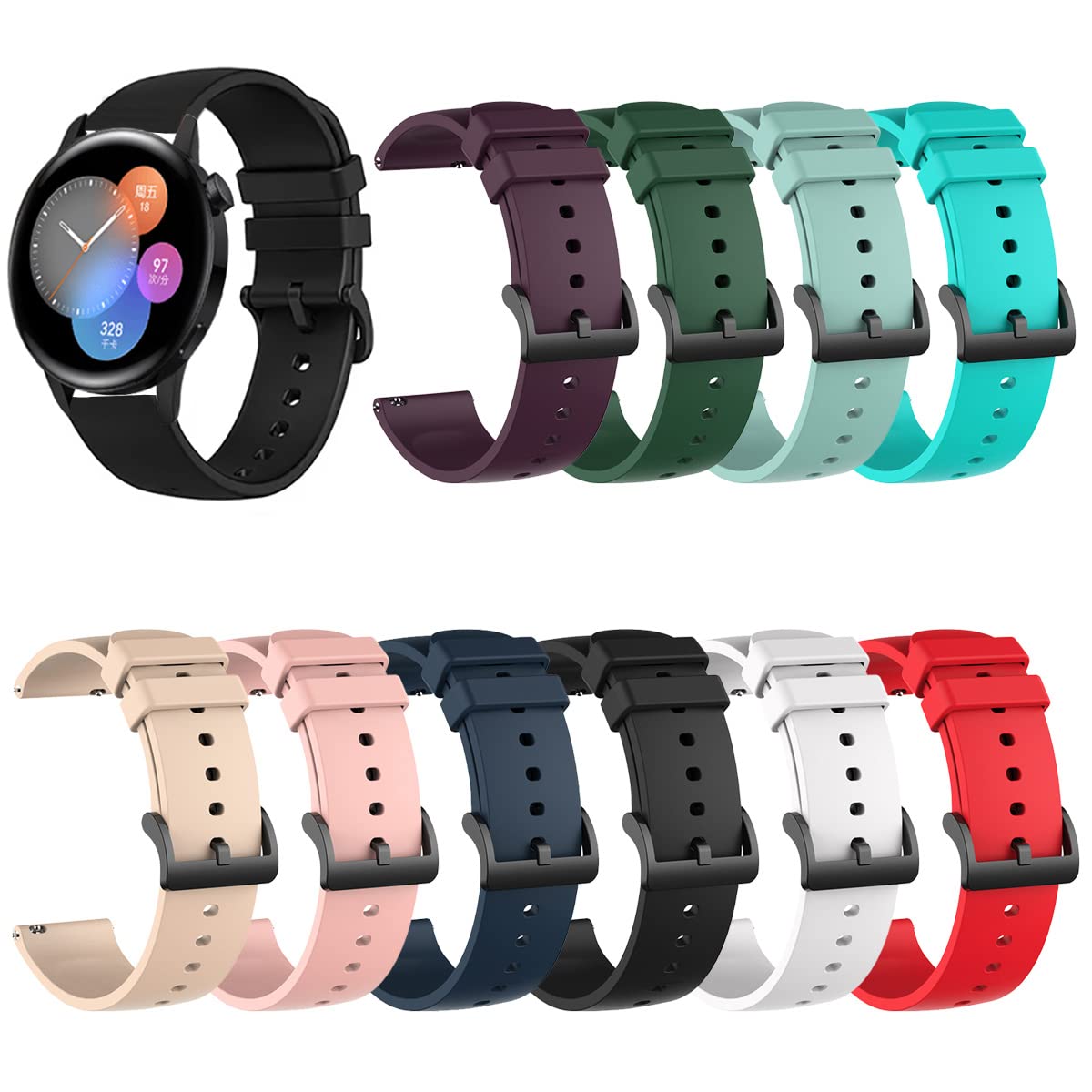 Fitturn 20Mm Strap Compatible With Huawei Watch Gt3 42Mm/Gt2 42Mm Band For Honor Magic 2 42Mm,Bands For Honor Es Silicone Bracel