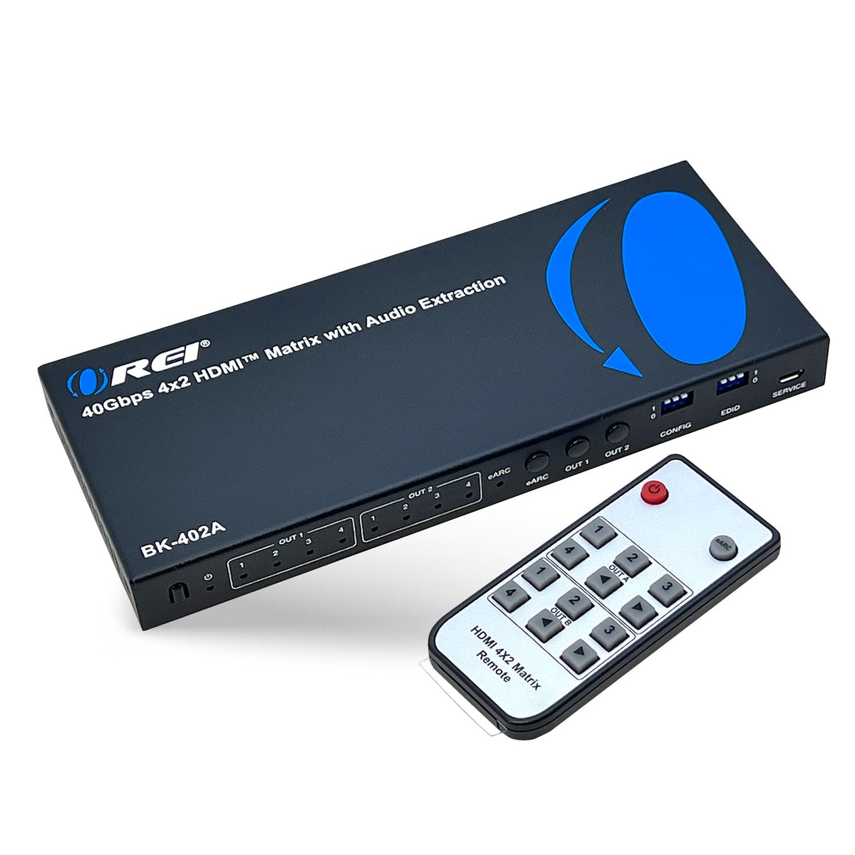 Orei 8K Earc Hdmi Matrix Switch 4 X 2, Switcher With Audio Extractor Ultrahd Supports Upto 4K @ 120Hz Ir Edid Hdcp 2.3 - Remote 