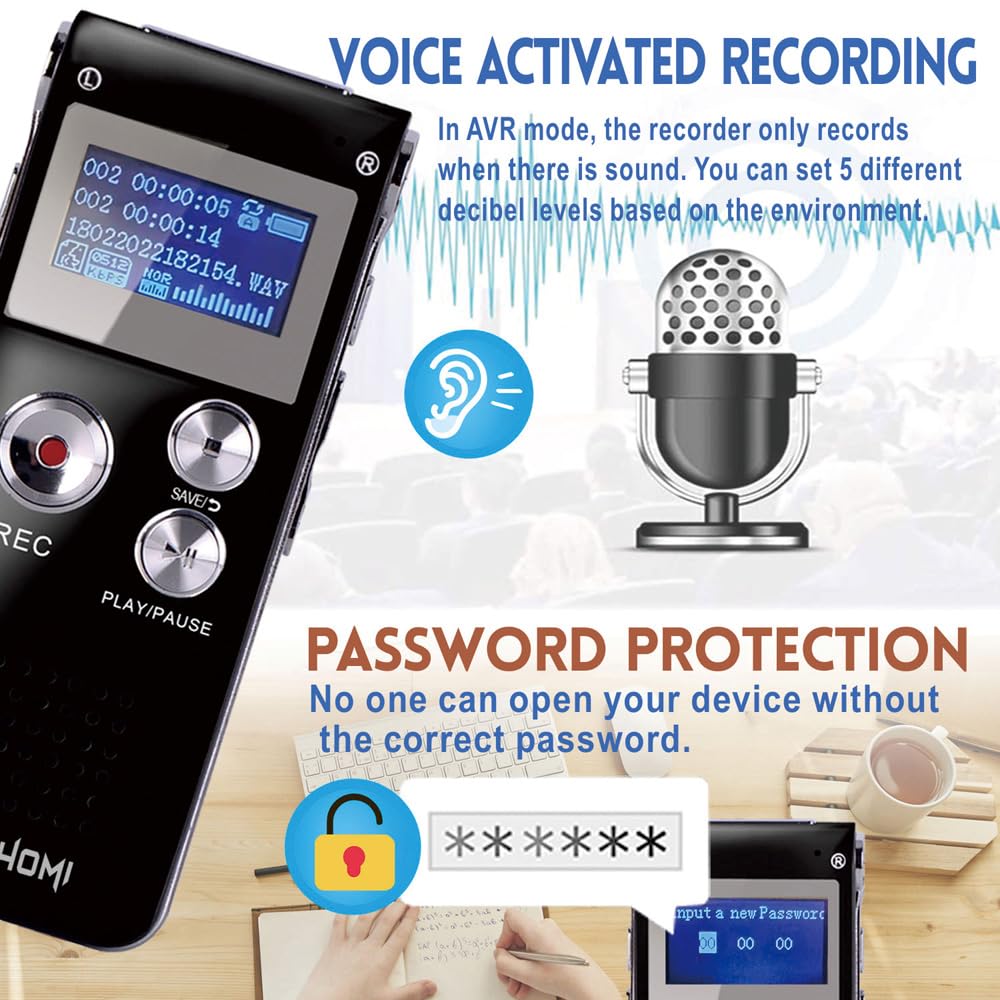 32Gb Digital Voice Recorder   Voice Activated Recorder With Playback Upgraded Portable Tape Recorder For Lectures, Meetings, Int