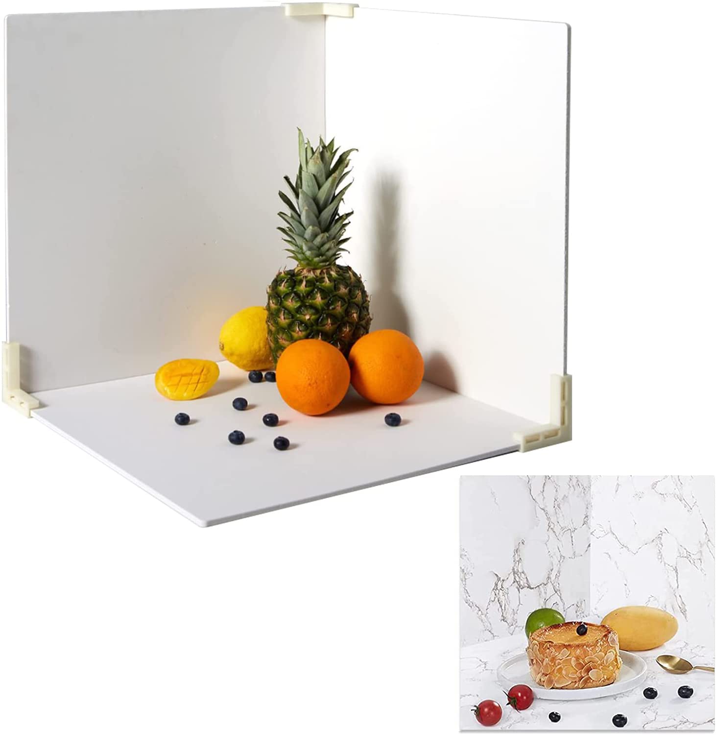 Beiyang Food Photography Backdrops 24X24 Inch Marble Photo Backdrop Boards 3Pcs White Photography Backdrop Boards With 3 Bracket