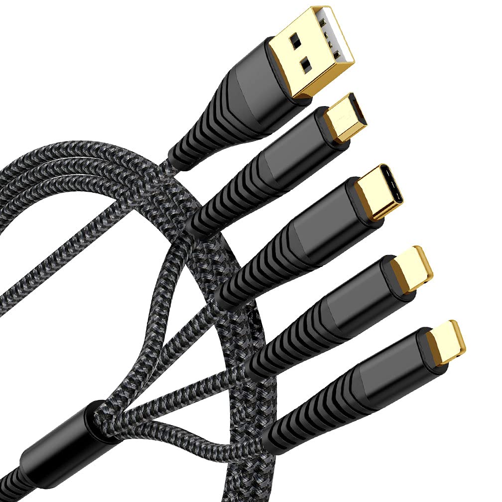2Pack 6Ft Multi Charging Cable 3A, Multi Charger Cable Nylon Braided Universal 4 In 1 Multi Usb Cable Multiple Devices Charger C