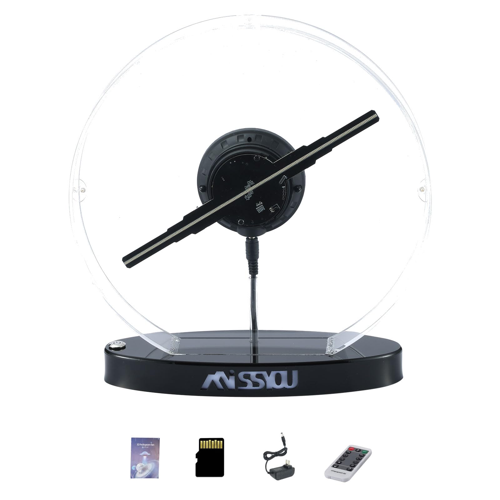 Missyou 11.8 3DHologramFan - Customizable Logo, Bluetooth & WiFi Control, 700+ Video Library, Remote & Acrylic Cover for Adver