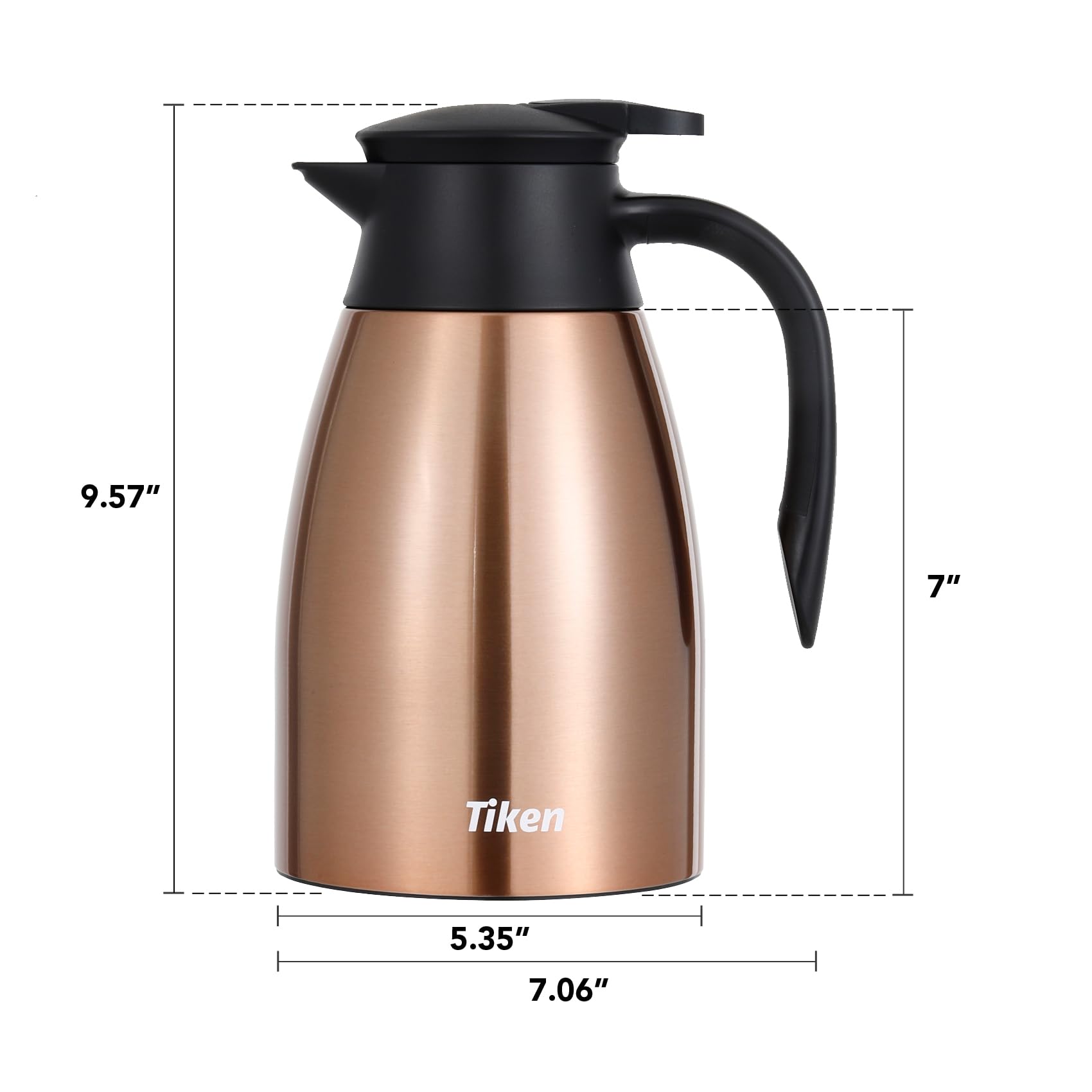 Tiken 51 Oz Thermal Coffee Carafe, Stainless Steel Insulated Vacuum Coffee Carafes For Keeping Hot, 1.5 Liter Beverage Dispenser