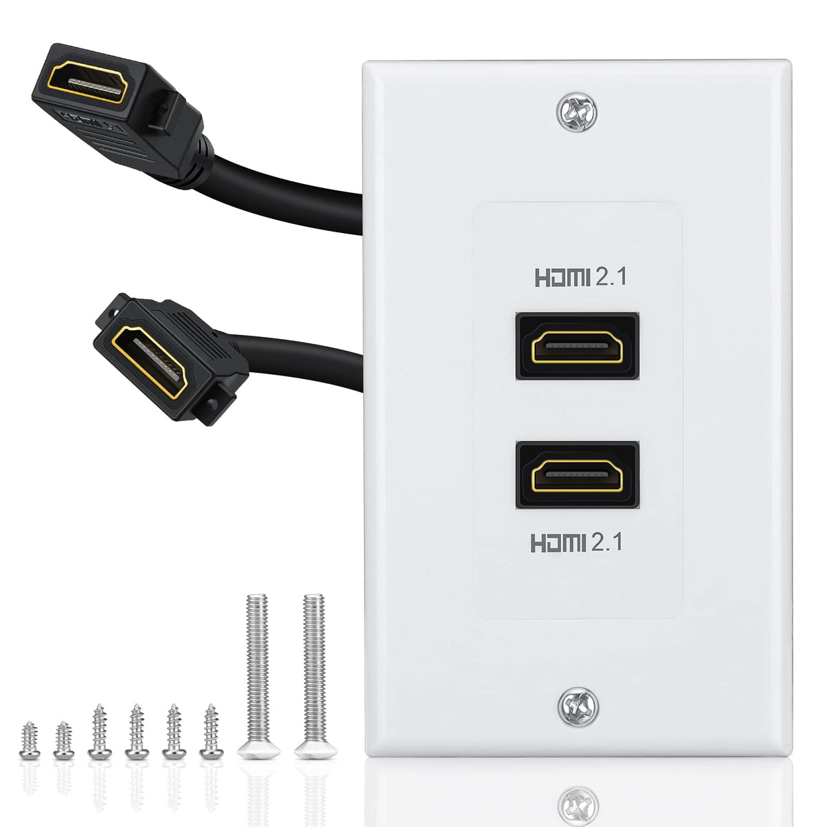 Hdmi 2.1 Wall Plate(2 Port), Electop 8K Hdmi Wall Outlet Pass Through, Supports 8K@60Hz And 4K@120Hz, 3D, Hdr, 48 Gbps, Fits Hom