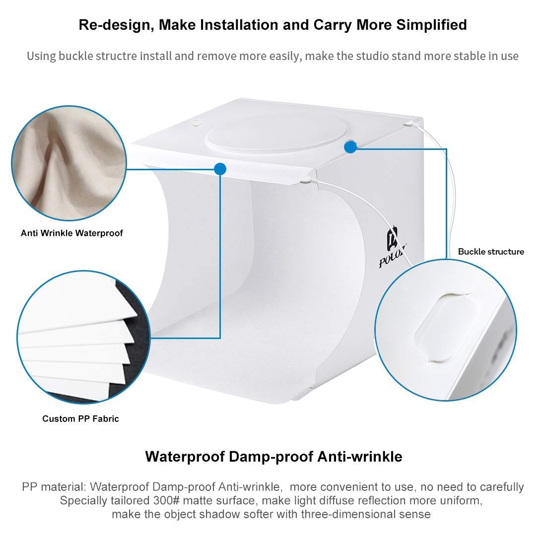 Mini Photo Studio Super Bright Photography Light Box Lightbox Portable Shooting Light Tent With 6 Colors Photography Backdrops Waterproof Background Screen Carrying Bag (20 Centimeter)