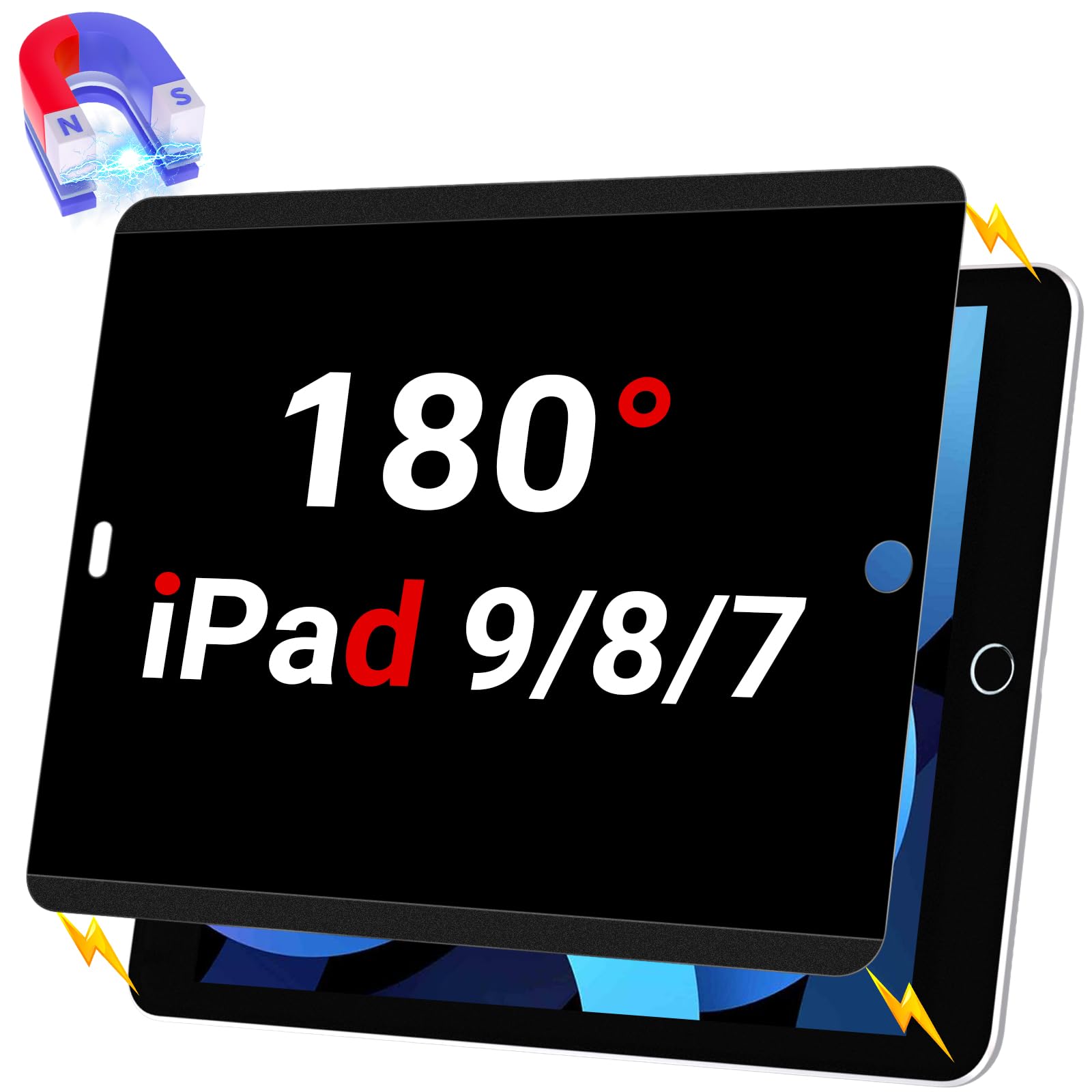 Zzoegaa Ipad 9Th Generation Privacy Screen Protector, Magnetic Privacy Screen Protector For Ipad 9Th 8Th 7Th Gen Inch & Ipad Air