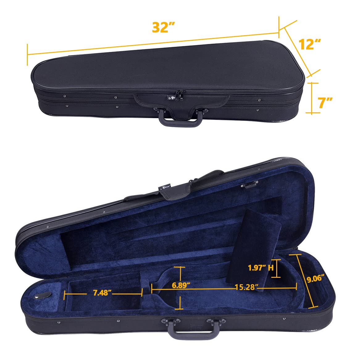 Aileen Csv102 Basic Professional Triangular Lightweight Suspension Carry Violin Hard Case - 4/4 Full Size Black
