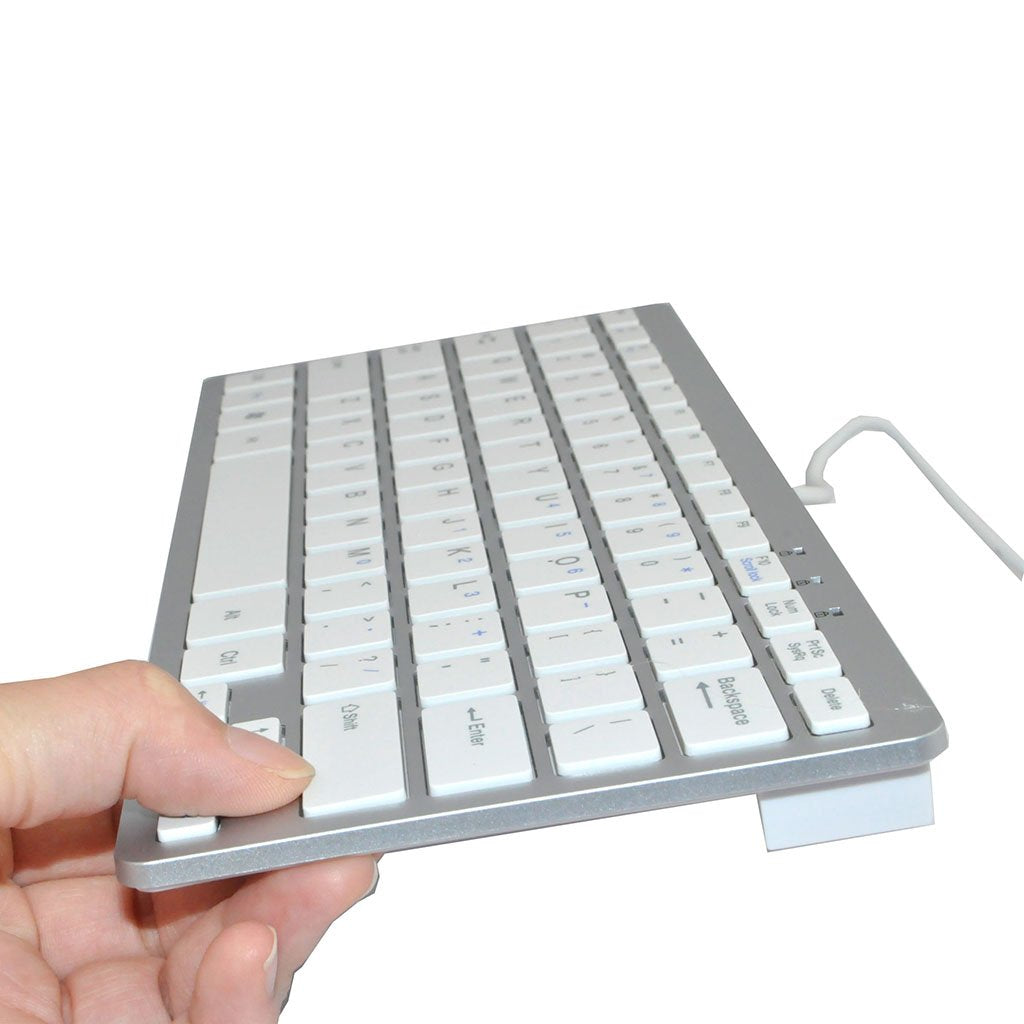 Ikkegol Usb Slim Mini Wired 78 Key Small Super Thin Compact Keyboard For Desktop Laptop Pc Win 7 Mac (White)