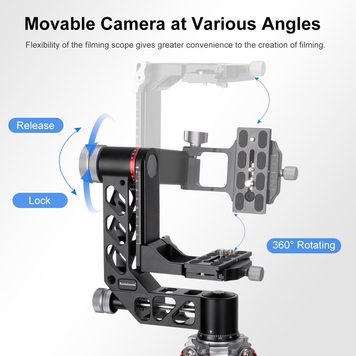 Koolehaoda Professional Gimbal Head Tripod Head Aluminum Alloy Heavy Duty 360    Panoramic With Arca Swiss Standard 1/4 Inch Qr