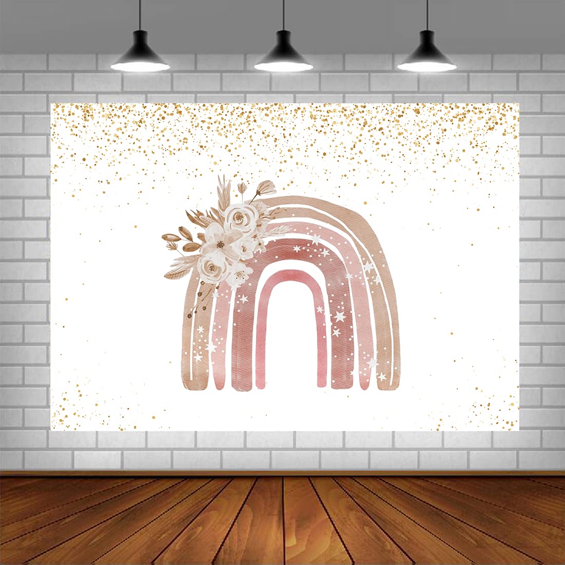 Lofaris Modern Rainbow Birthday Party Backdrop Boho Pampas Pink Happy First Birthday Background Baby Girl'S 1St Birthday Party Decorations Photo Booth Props Cake Table Supplies 5X3Ft