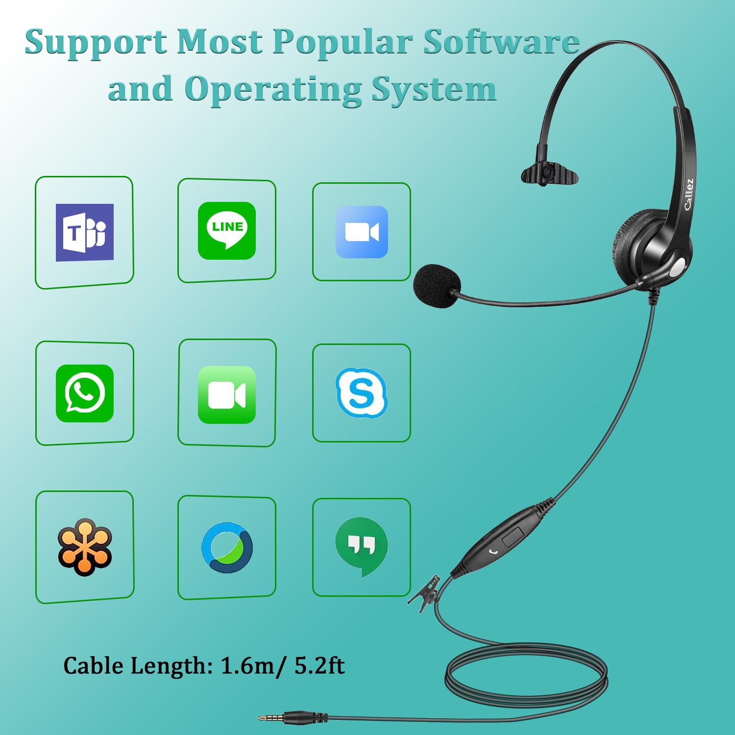 3.5Mm Jack Cell Phone Headset With Microphone Noise Cancelling For Pc Laptop, Wired Computer Headphones For Iphone Android Zoom Home Office Work School Classroom, In Line Control, Comfort Fit