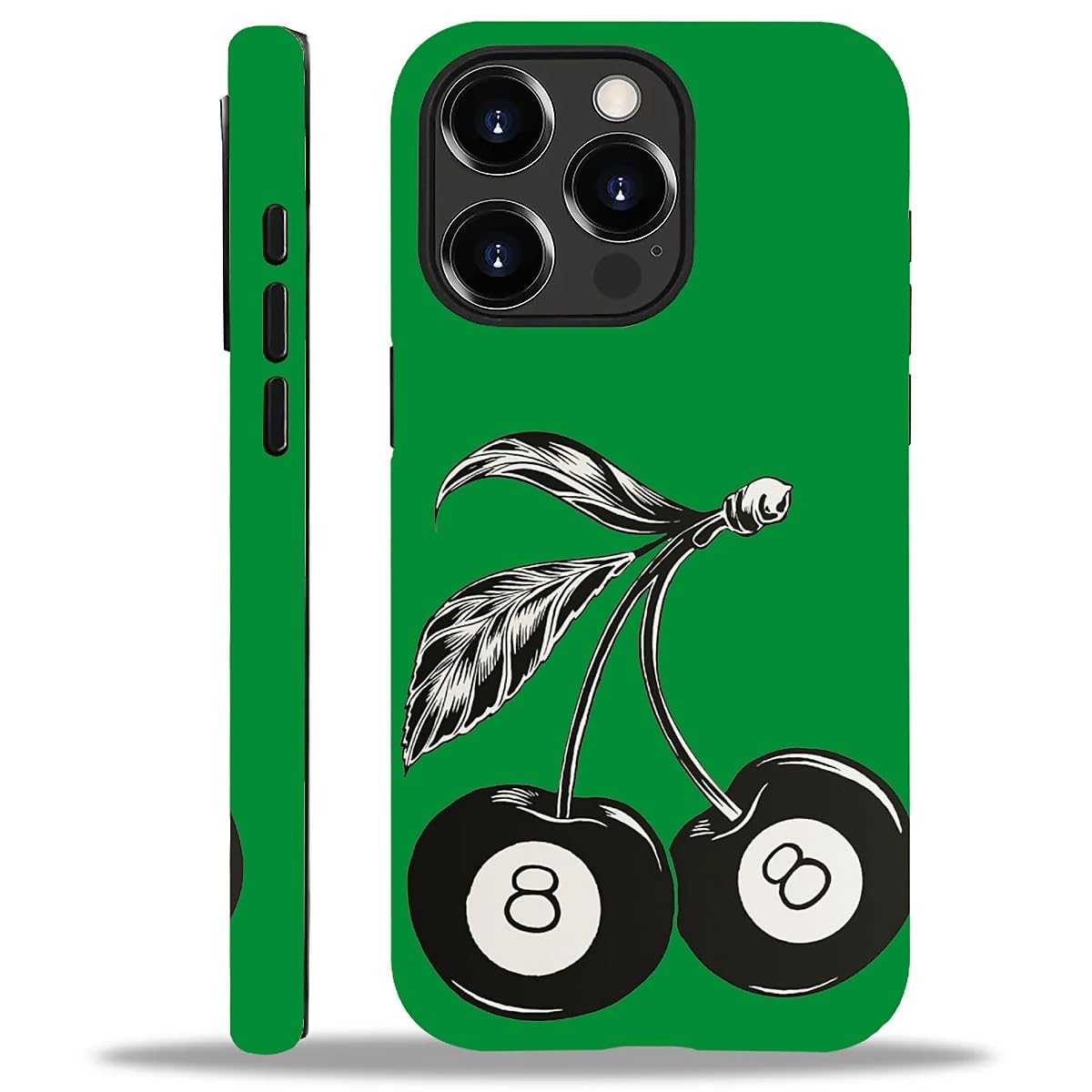 WANKBLC Compatible with iPhone 13 Pro Matte Case, Cute 8 Billiard Ball Cherry Fruit Pattern for Girl Full Body Design Soft Silic