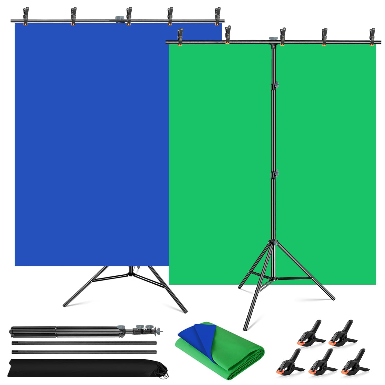 Green Blue Screen Backdrop With Stand, 5X6.5Ft Small Green Screen Zoom Backdrops, Greenscreen Background With Stand For Streamin