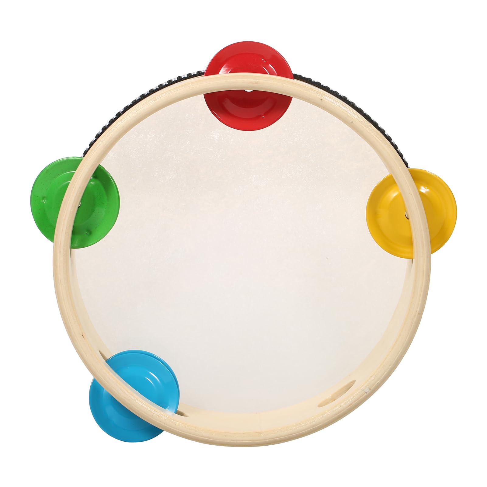 Btuty 8 Inch Wooden Tambourine Handbell Hand Drum With Single Row 6Pcs Metal Cymbals Jingles Musical Percussion Instrument