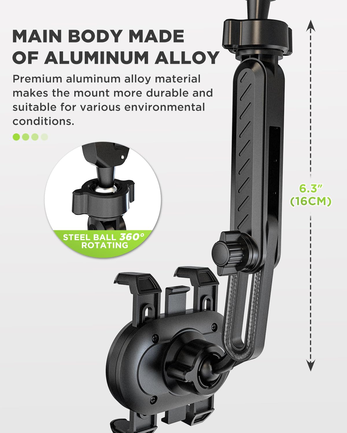 Ipow Rear View Mirror Phone Holder 360Rotatable And Retractable, Hands Free Car Phone Mount With Multi-Angle Adjustment Compatib