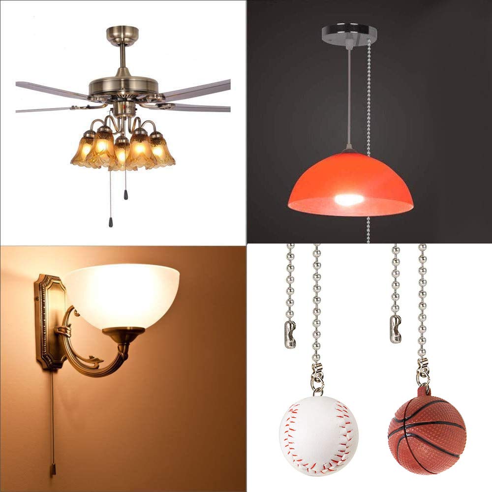 Akahttbn Ceiling Fan Chain Pulls Decorative Extension 12 Inches Baseball And Basketball Extender Ornaments Pendant Fan Pulls Set