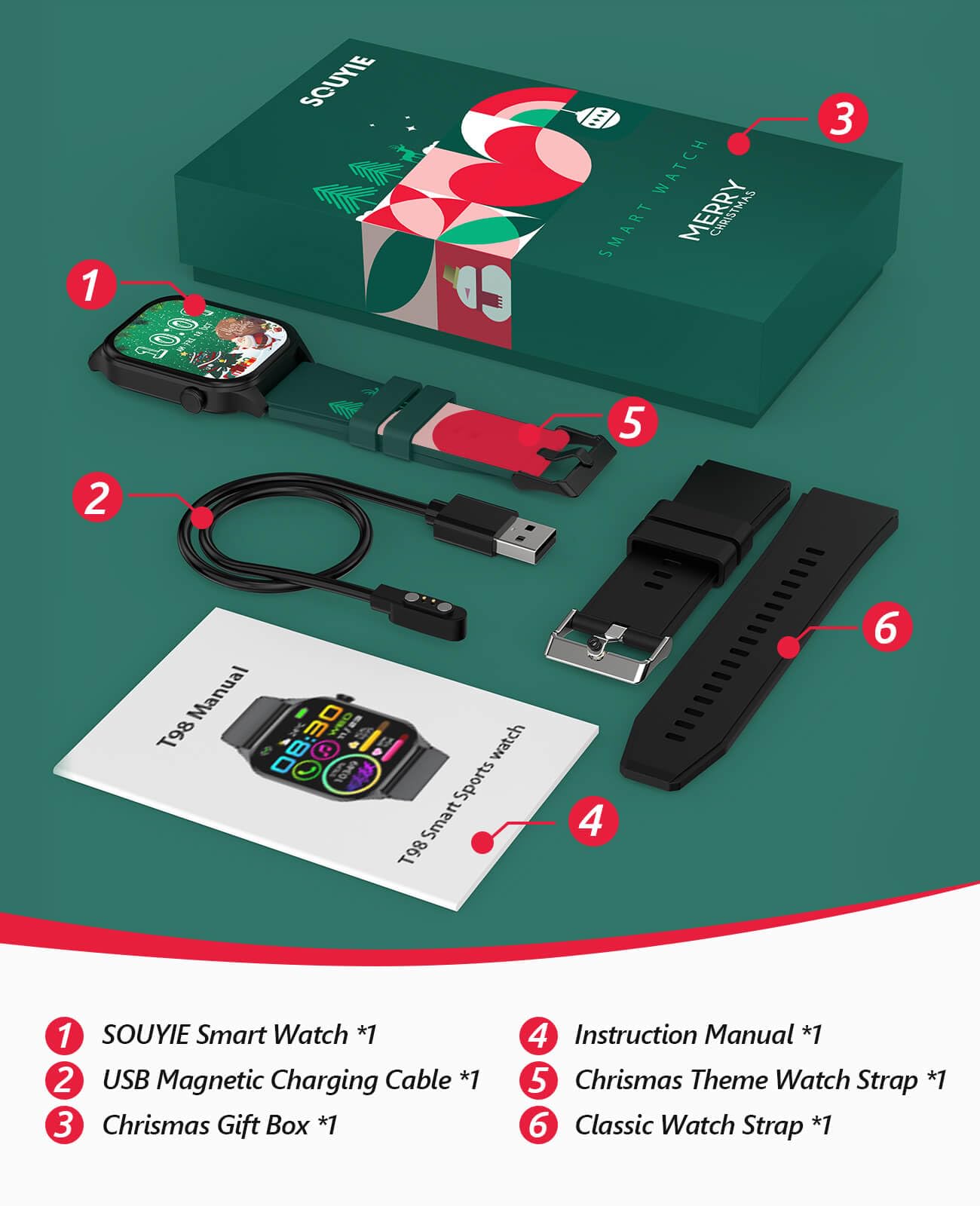 Smart Watches Christmas For Men Women 2.04 Hd Screen Fitness Tracker Watches, Heart Rate Sleep Blood Oxygen Monitor, Ip68 Waterp