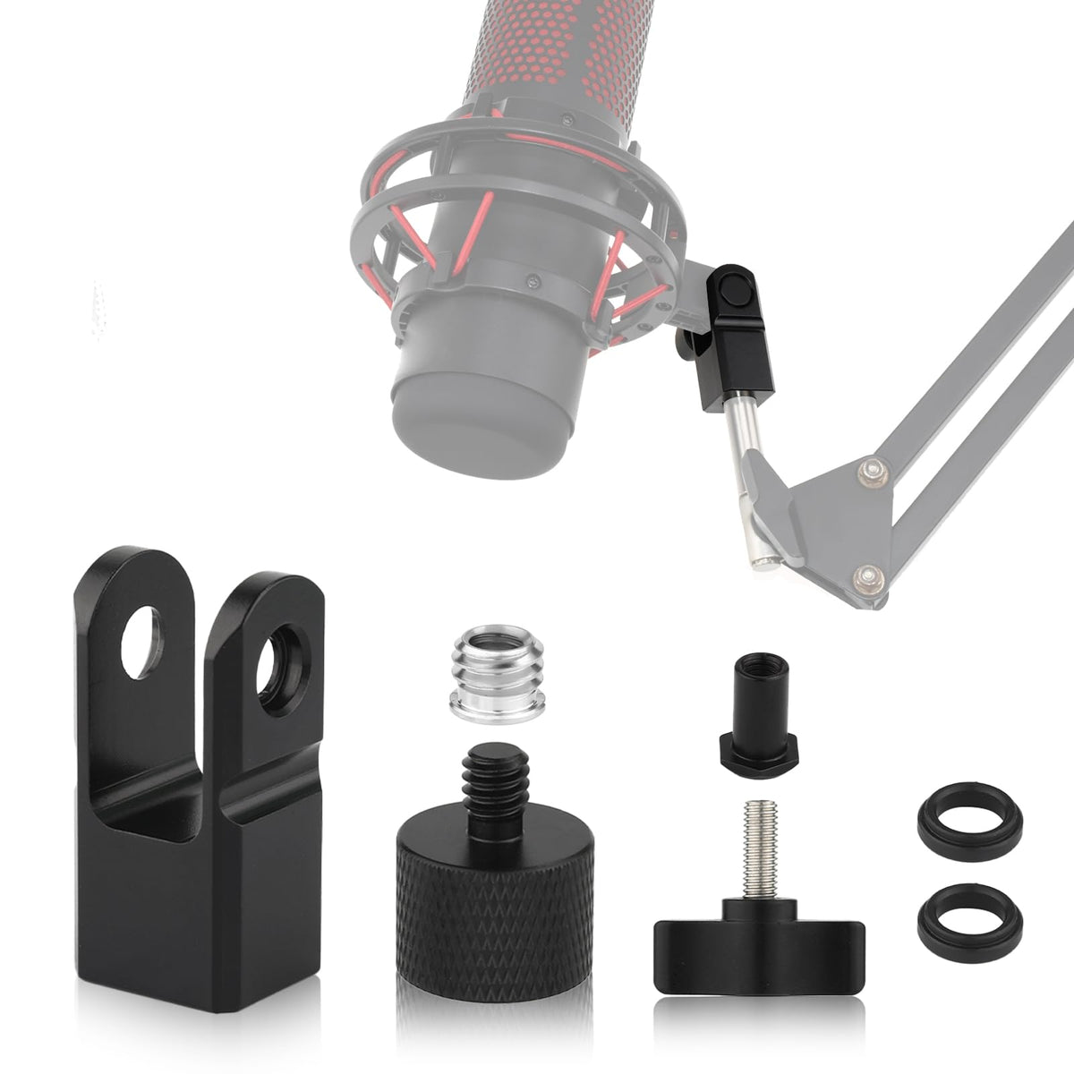 Microphone Mount Adapter For Hyperx Quadcast With 3/8'' Or 1/4'' Screw Adapter, Works With Hyperx Quadcast Microphone Stand & Bo