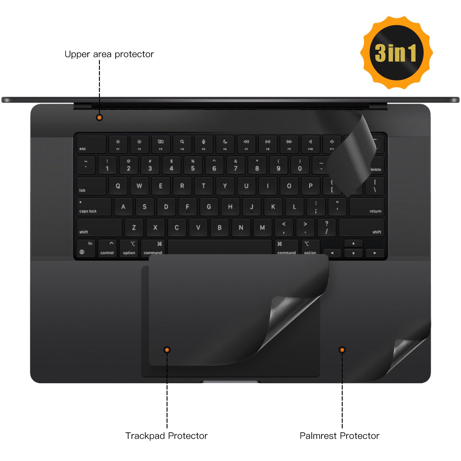 Casebuy Palm Rest Protector Vinyl Skin Stickers(3 In 1) For 2023 M3 Pro/Max Macbook Pro 16 Inch A2991 With Touch Id Scratch Resi