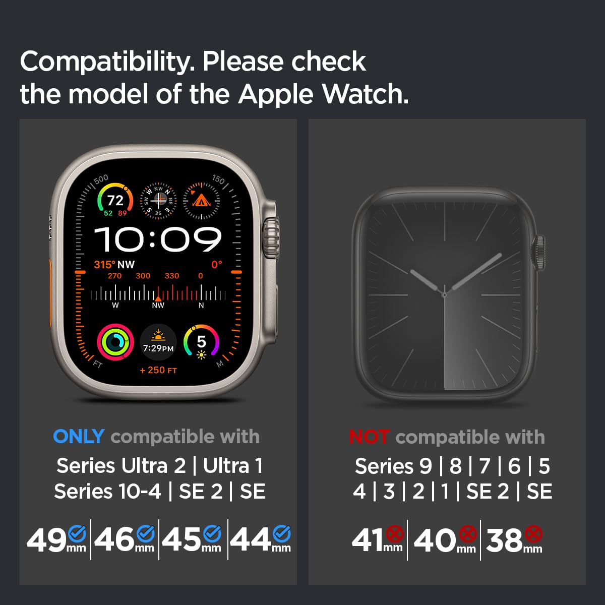 Spigen Classic Fit D-Buckle Strap Designed For Apple Watch Band Compatible With Ultra 2/1 49Mm, Series 10 46Mm, 9/8/7 45Mm, Se2/