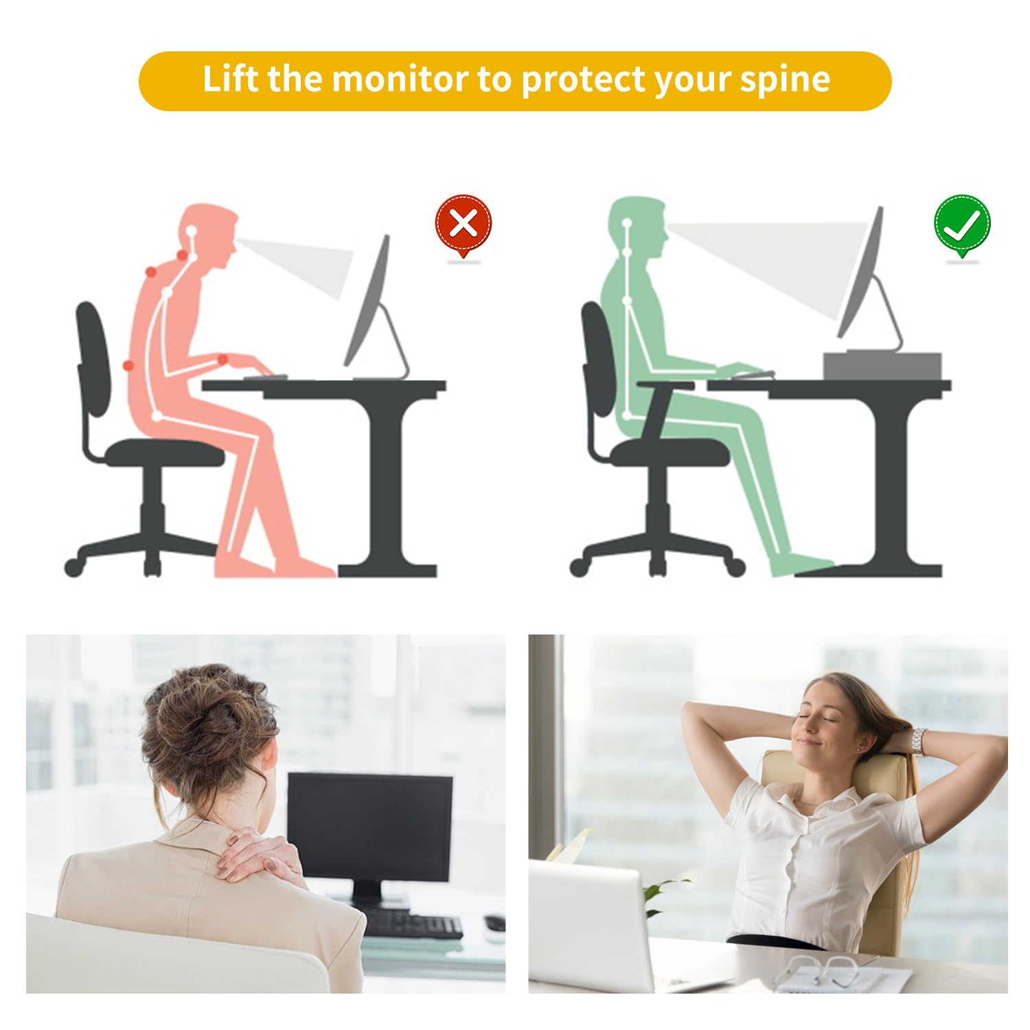 Gianotter Monitor Stand With Drawer And Pen Holder, Desk Organizers And Accessories, 2 Tier Monitor Riser, Ideal For Office Supp