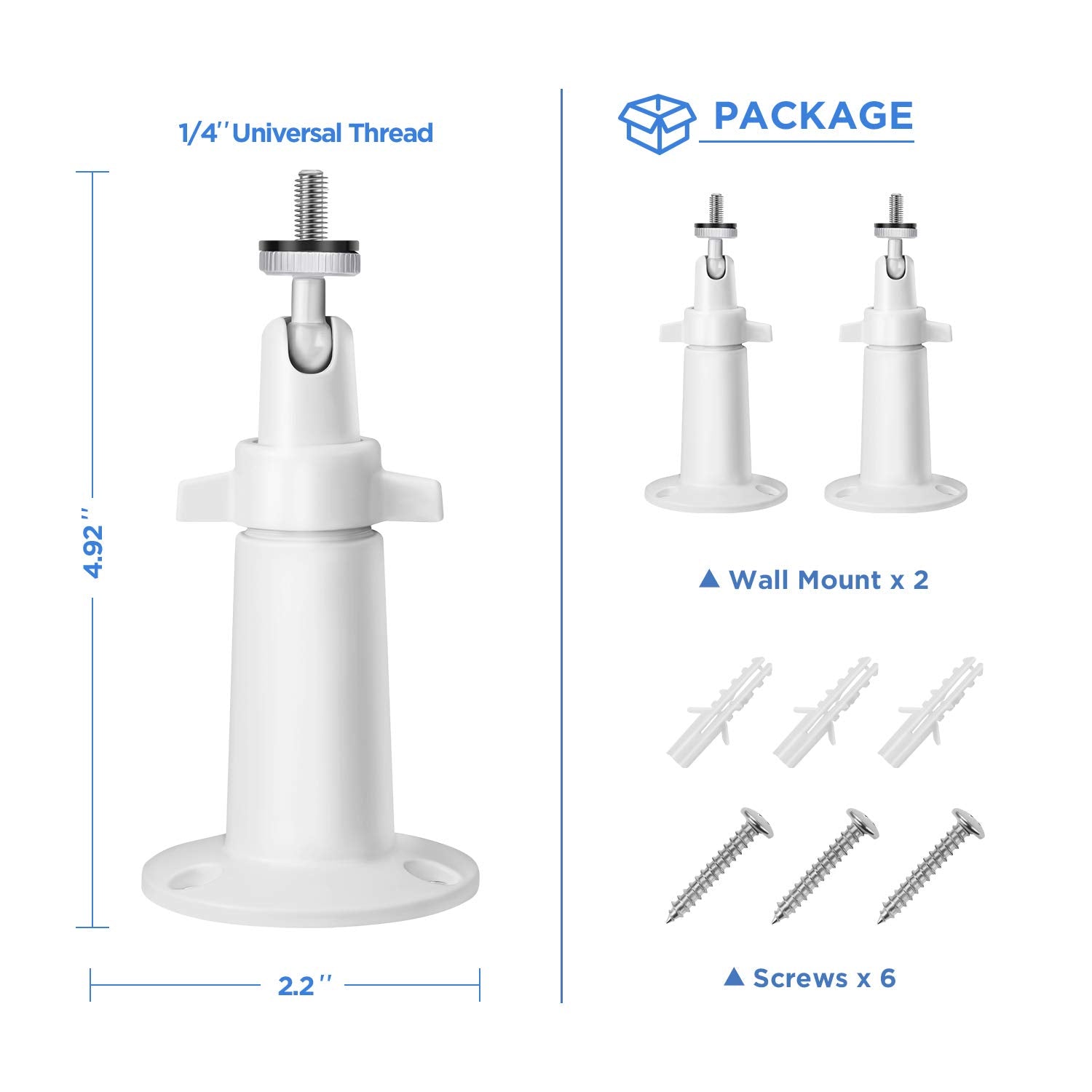 Olaike Smart Home Adjustable Indoor/Outdoor Metal Wall Mount (2 Pack) For Ring Stick Up Cam Wired/Battery & Indoor Cam, Arlo Pro