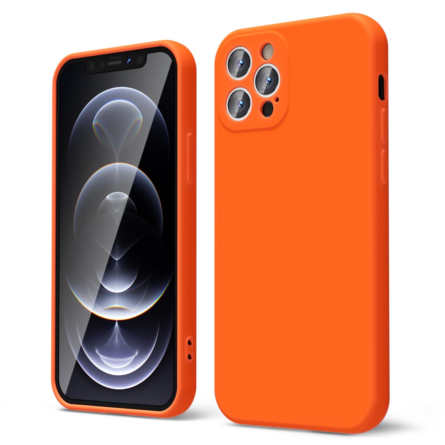 Oakxco For Iphone 12 Pro Max Case Liquid Silicone, Fluorescent Bright Solid Color, Soft Rubber Gel Elegant Aesthetic Cover, Thin