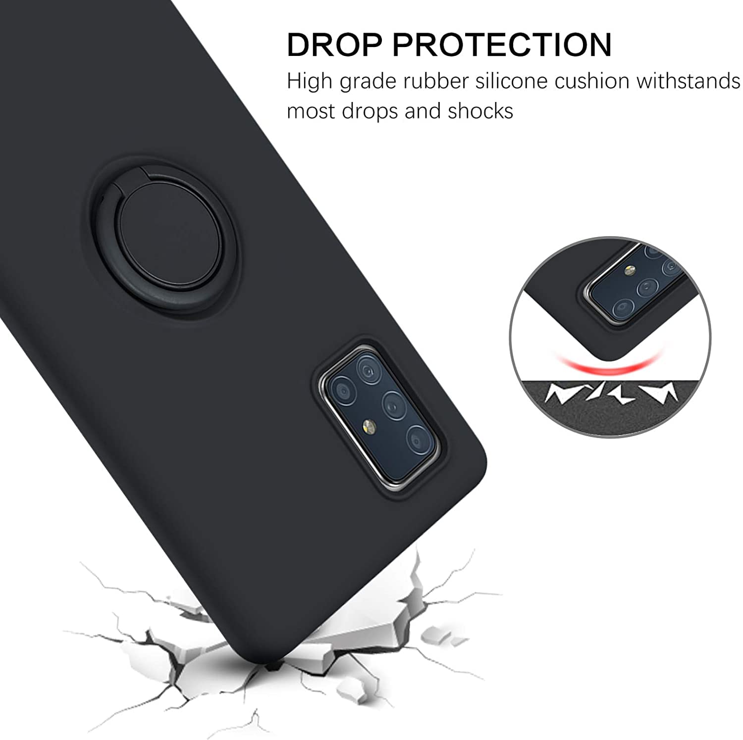 Esakycn For Samsung Galaxy A71 5G Case With Screen Protector [2 Pack] And Camera Lens Protector [2 Pack], Phone Case Silicone Ma