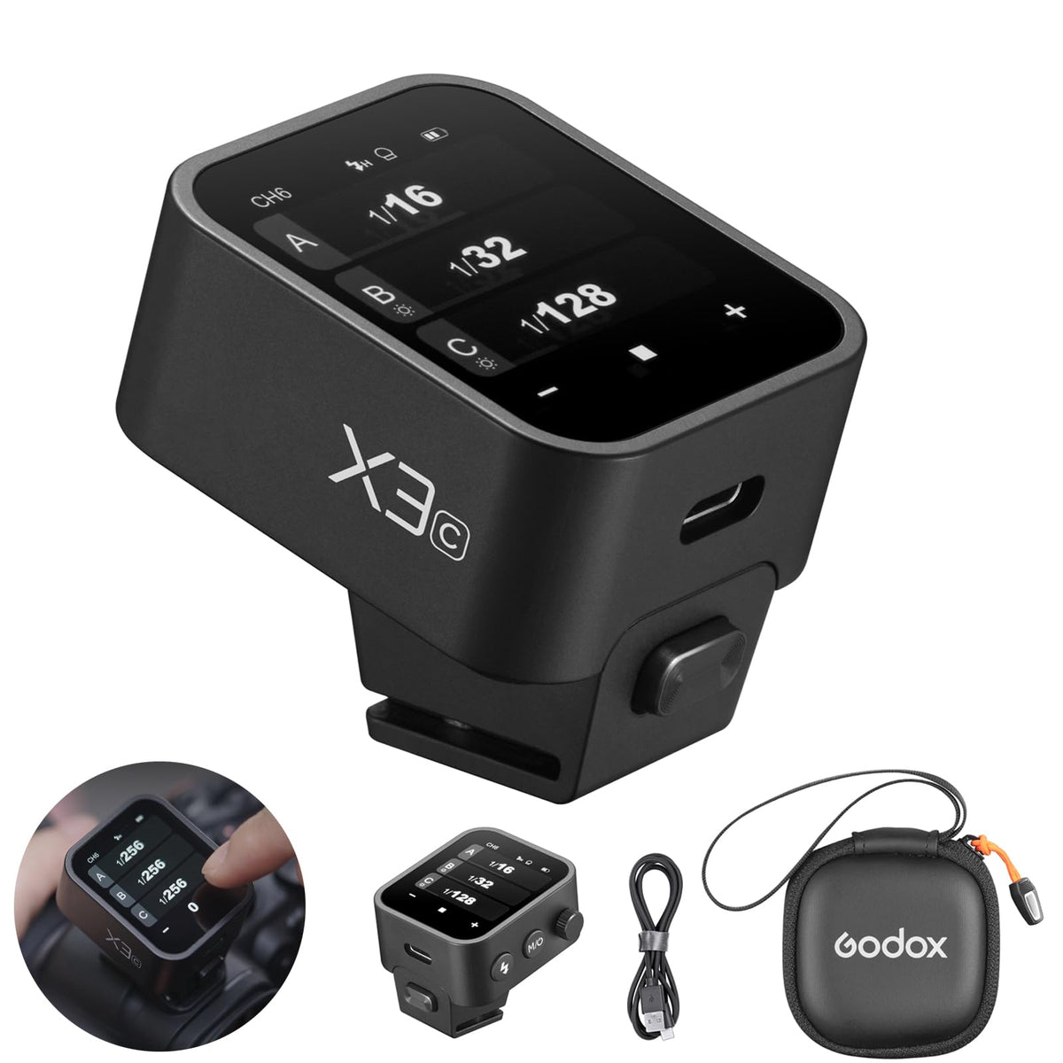 Godox X3 X3C X3-C TTL Wireless Flash Trigger for Canon Camera, OLED Touchscreen Flash Transmitter,Built-in Lithium Battery Support Quick Charge(Godox X2T-C/Xpro-c/XProII-C Upgrade Version)