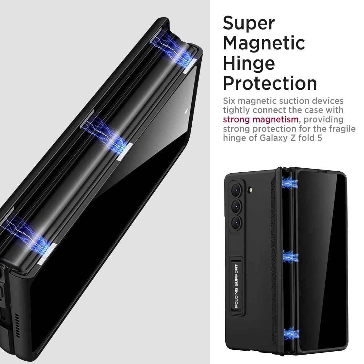 Miimall For Samsung Galaxy Z Fold 5 Case With Privacy Screen Protector, Built In Convenient Adjustable Kickstand & Magnetic Hing