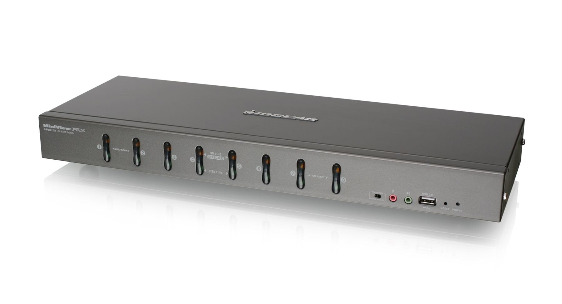 Iogear 8 Port Rackmount Dvi And Vga Kvmp Switch With 2 Dvi D Usb Kvm Cables, Taa Compliant, Gcs1108