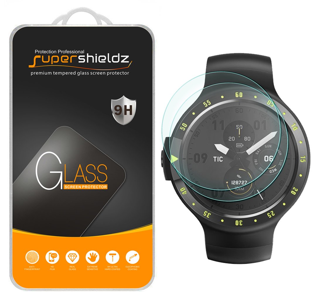 Supershieldz (2 Pack) Designed For Ticwatch E (Express) Tempered Glass Screen Protector, Anti Scratch, Bubble Free