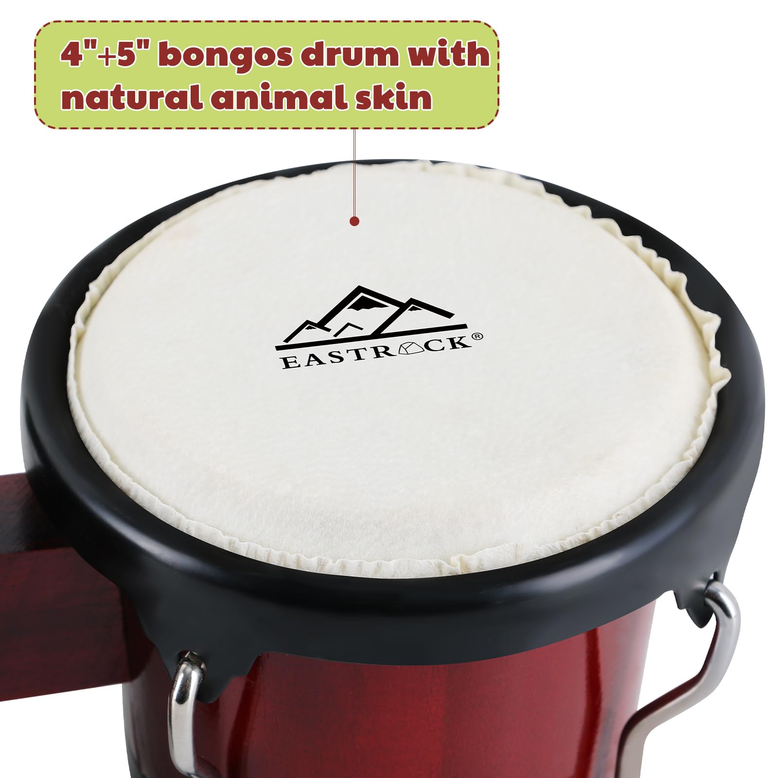 Eastrock Bongo Drum 4    And 5    Bongos Set For Adults Kids Beginners Professionals Tunable Wood And Metal Drum Percussion Inst