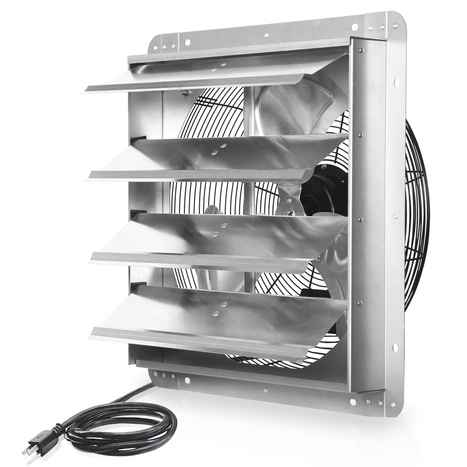 KEN BROWN 18 Inch Shutter Exhaust Fan, 2450CFM High Speed Wall Mounted Vent Fan with 1.65m Power Cord, Ideal for Garage, Attic, 