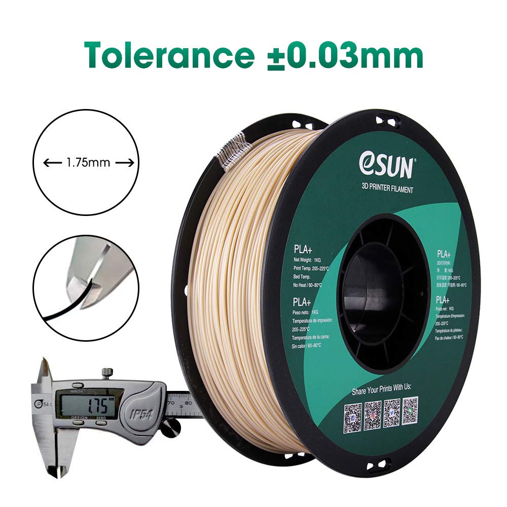 Esun Pla Pro (Pla+) 3D Printer Filament, Dimensional Accuracy +/  0.03 Mm, 1Kg, Plastic Spool, 1.75Mm, Bone White (Pantone 7507C