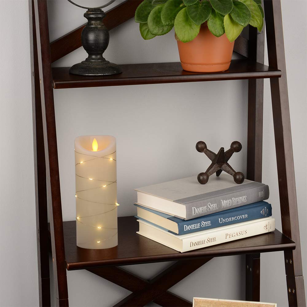 Dromance Large Flameless Pillar Candle String Light With 10 Key Remote And Timer, 2 C Batteries Operated Moving Wick Dancing Fla