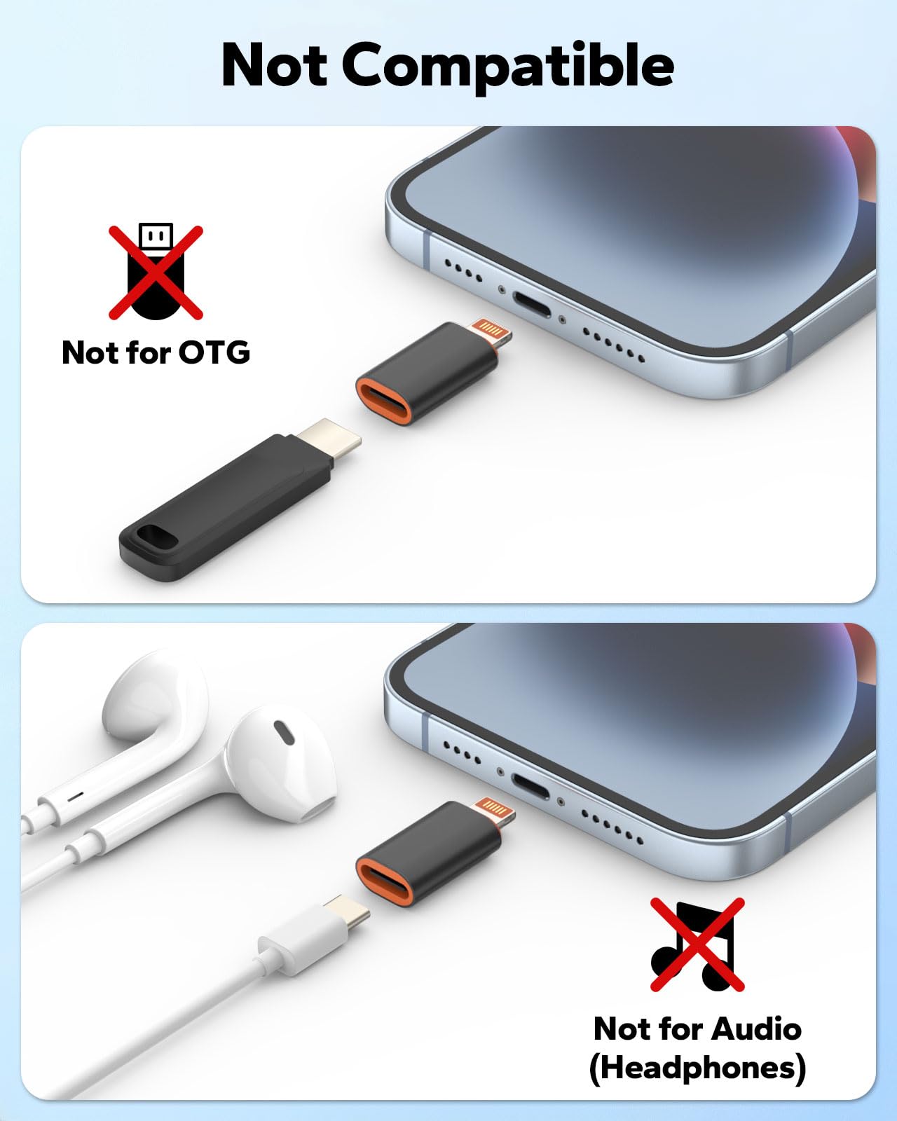 MoKo USB C to Lightning Adapter   2 Pack USB C Female to Lightning Male Adapter Supports 27W PD Fast Charging Data Transfer for iPhone 14/13/12/11/XS/XR/SE, iPad/iPod/AirPods, Not for Audio/OTG, Black