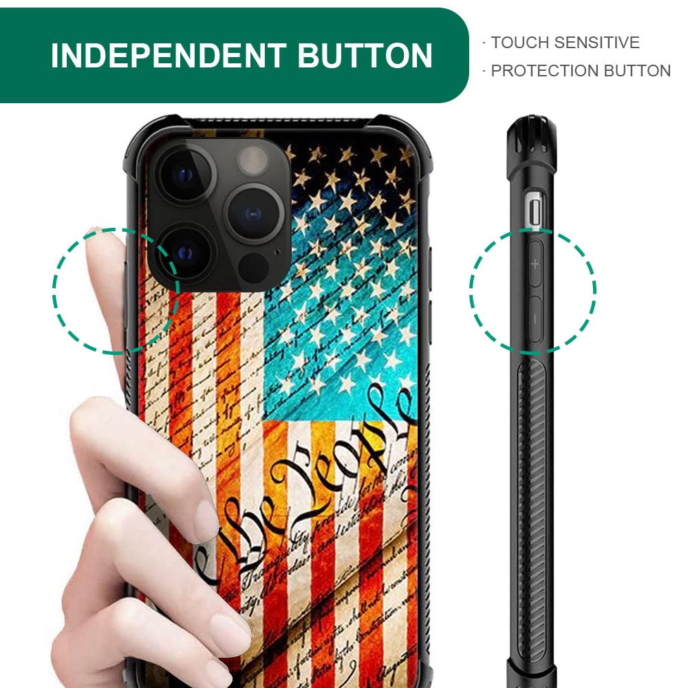 Iphone 14 Case,Us Constitution Overtop American Flag Iphone 14 Cases For Men Boy,Drop Protection Cool Pattern With Soft Tpu Bump