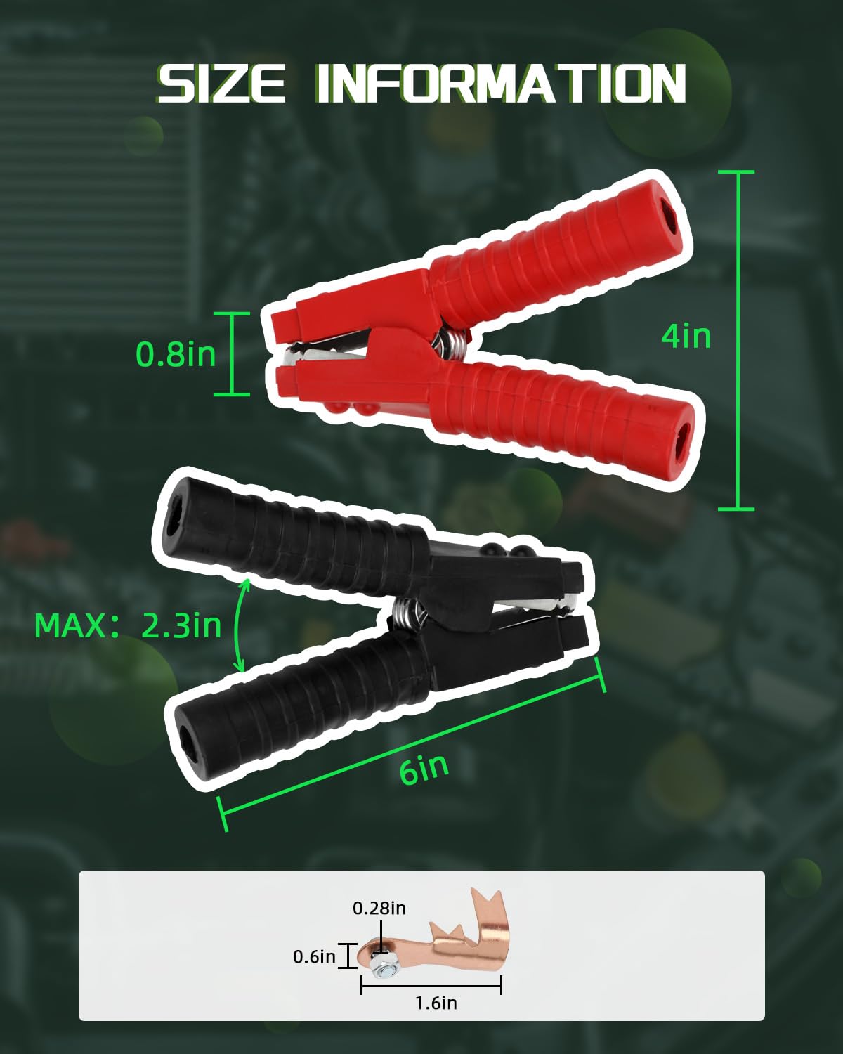 Scitoo 2 Pcs Jumper Cable Clamps 1000A Heavy Duty Pure Copper Alligator Clips Jumper Cables Boost Clamp, Battery Charger Clamps