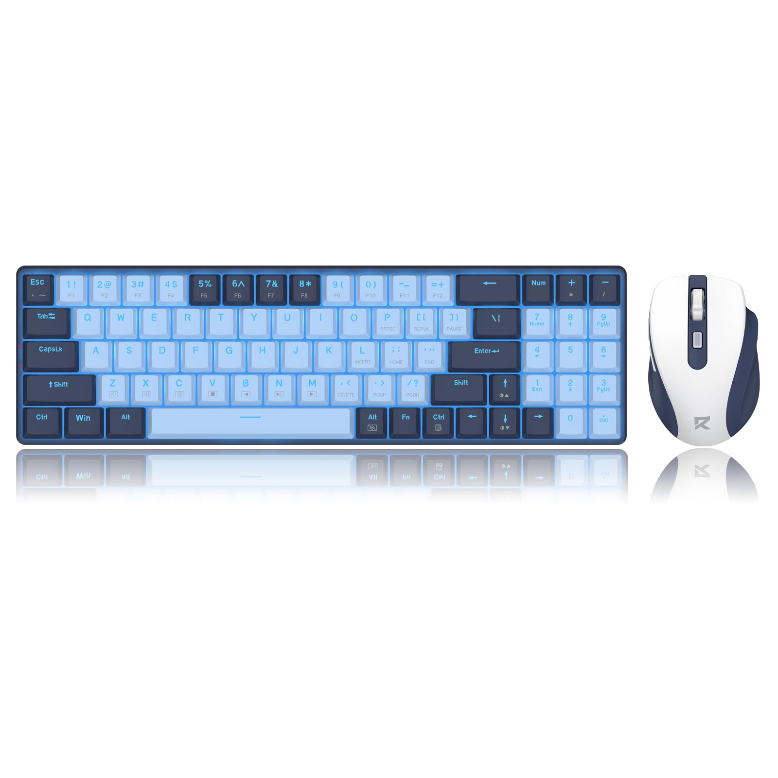 Redragon BS8773 Wireless Keyboard and Mouse Combo, 78 Keys 2.4Ghz Wireless LowProfile Mechanical Red Switch Keyboard w/Slim Com