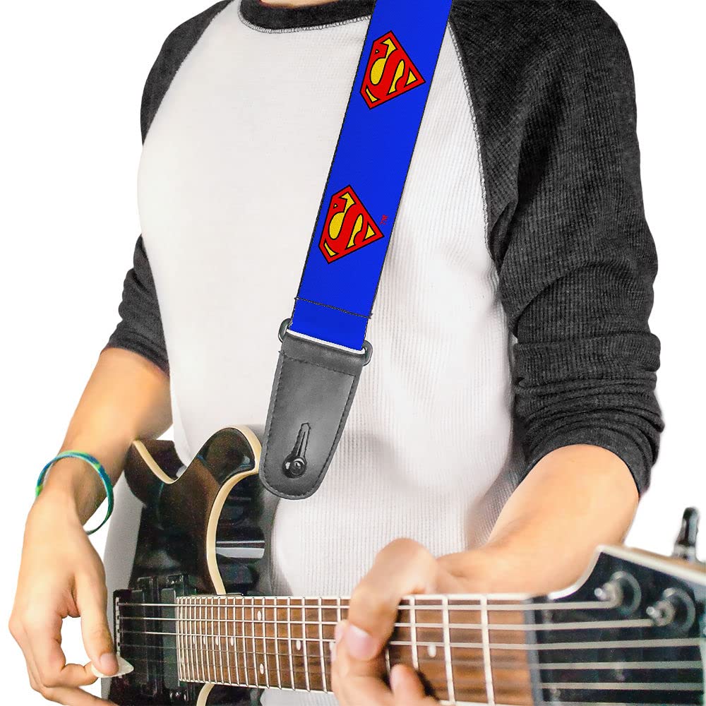 Dc Comics Guitar Strap, Superman Shield Blue, 2 Inches Wide