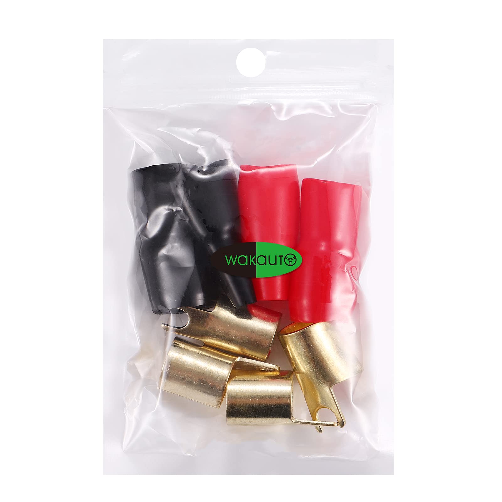 2 Pairs Copper Gold Plated 0 Gauge Spade Terminal Crimp Connectors Adapters Crimp Barrier Spades For Speaker Wire Cable Terminal Plug   0Ga (Red And Black)