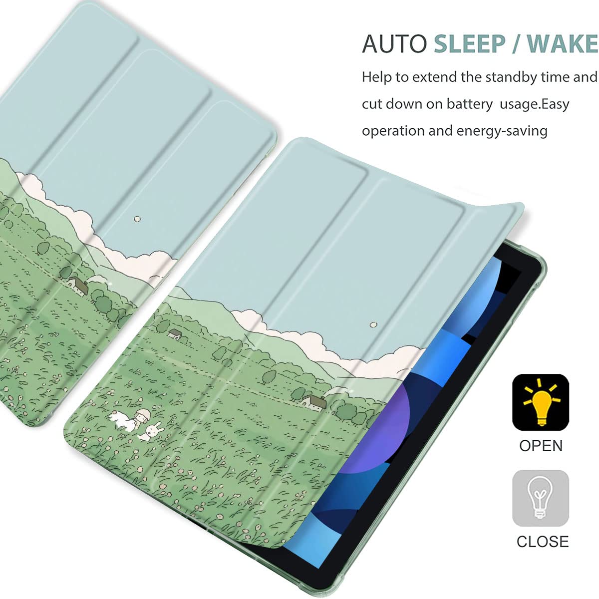 Maycari Cartoon Rabbit Flower Case For Ipad 9.7 Inch 2017/2018 With Pencil Holder, Cute Ipad 5Th/6Th Generation Protective Case