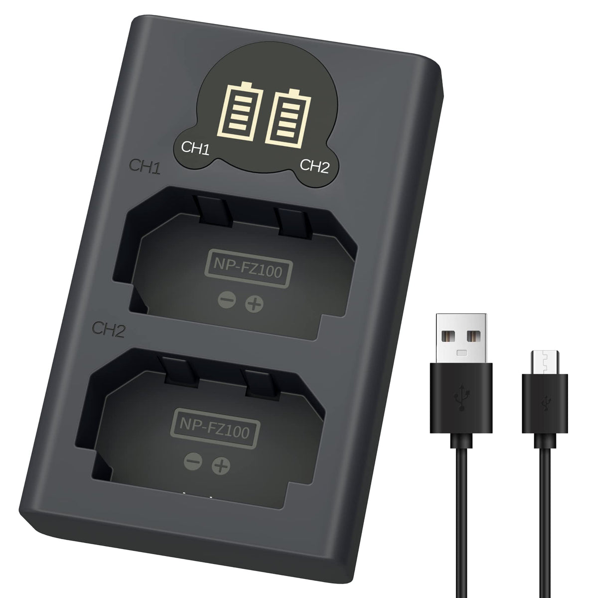 Np Fz100 Camera Battery Charger, Lp Dual Usb Charger With Lcd Display, Compatible With Sony A6600 A9 A9R A9S A9Ii A7C A7Siii A7I