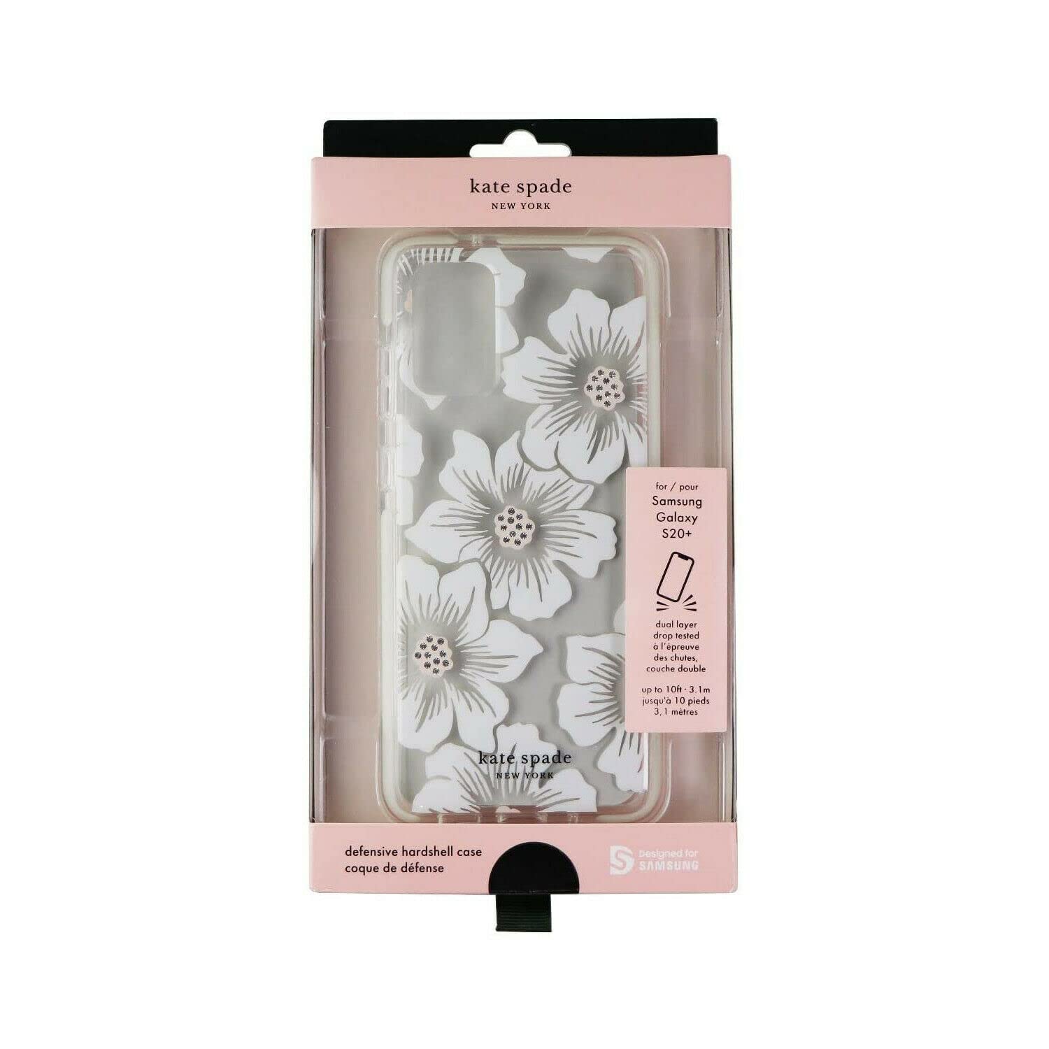 Kate Spade Defensive Hardshell Case For Galaxy S20+ (White Hollyhock/Clear)