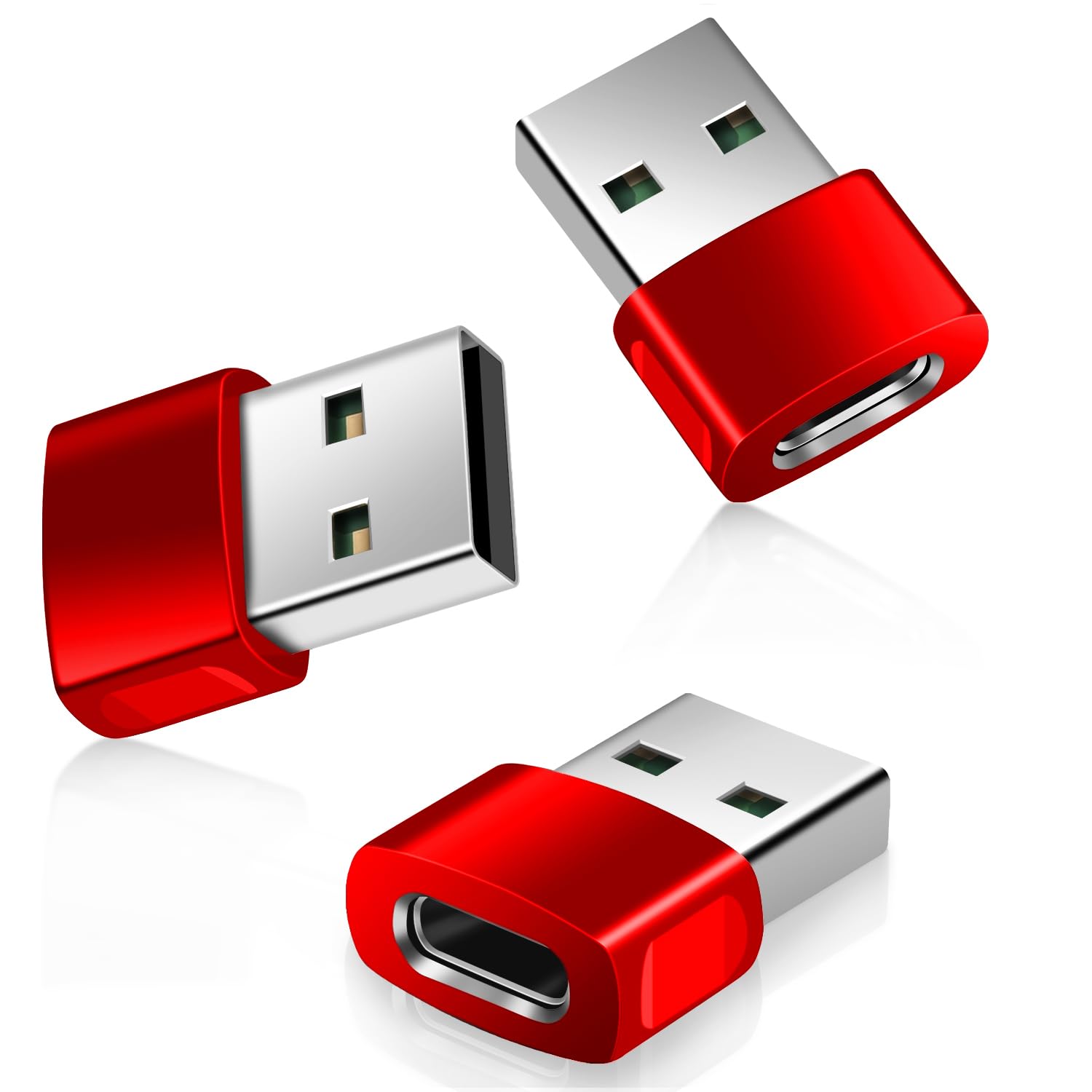 Basesailor USB to USB C Adapter 3 Pack,Zinc Alloy Type C Female to A Male Car Charger Converter for iPhone 15 14 13 12 Pro Max P