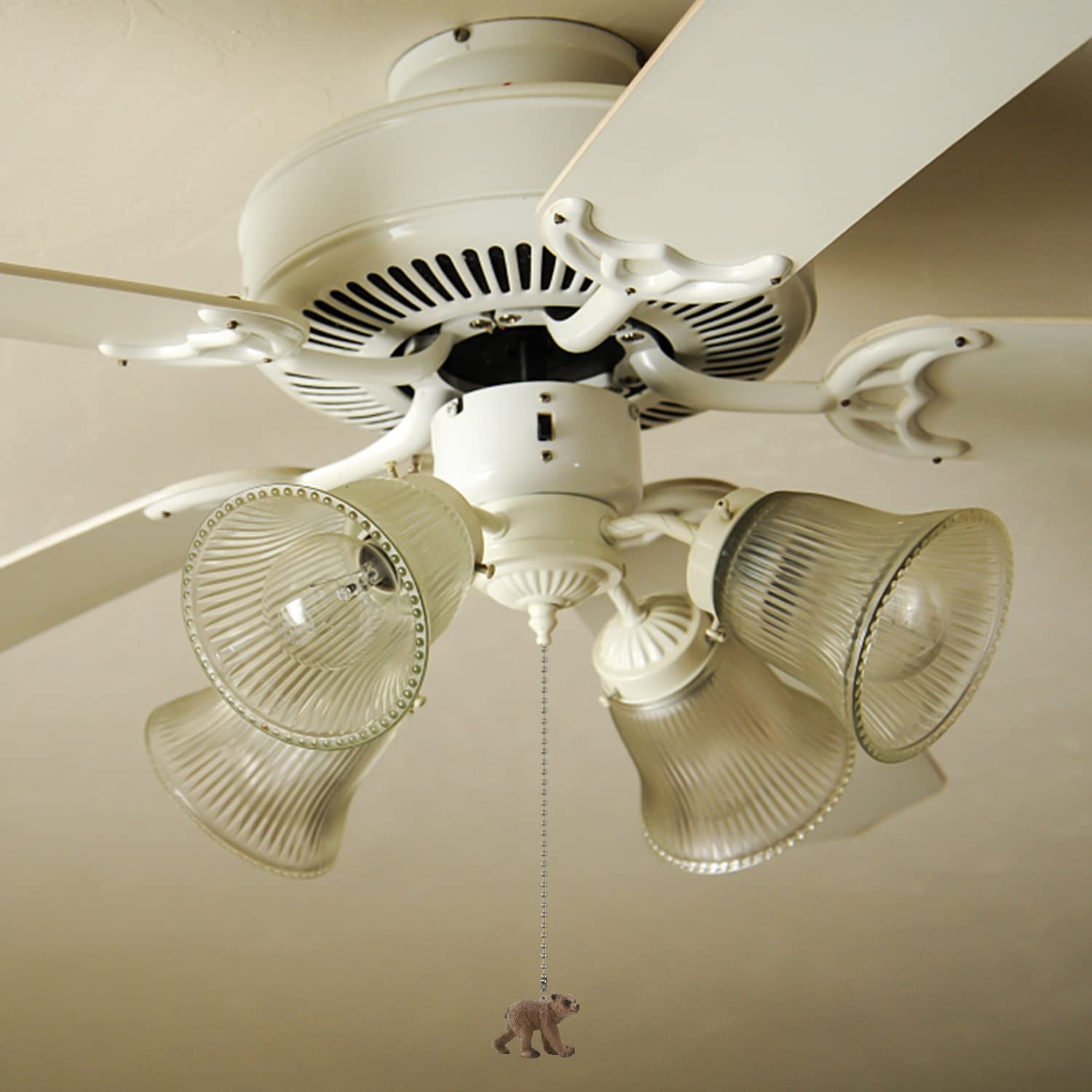 Dotlite Bear Ceiling Fan Pull Chain,12In Cute Bear Fan String Pulls Charm Extension Decorative,3Mm Diameter Beaded Fan Light Pul