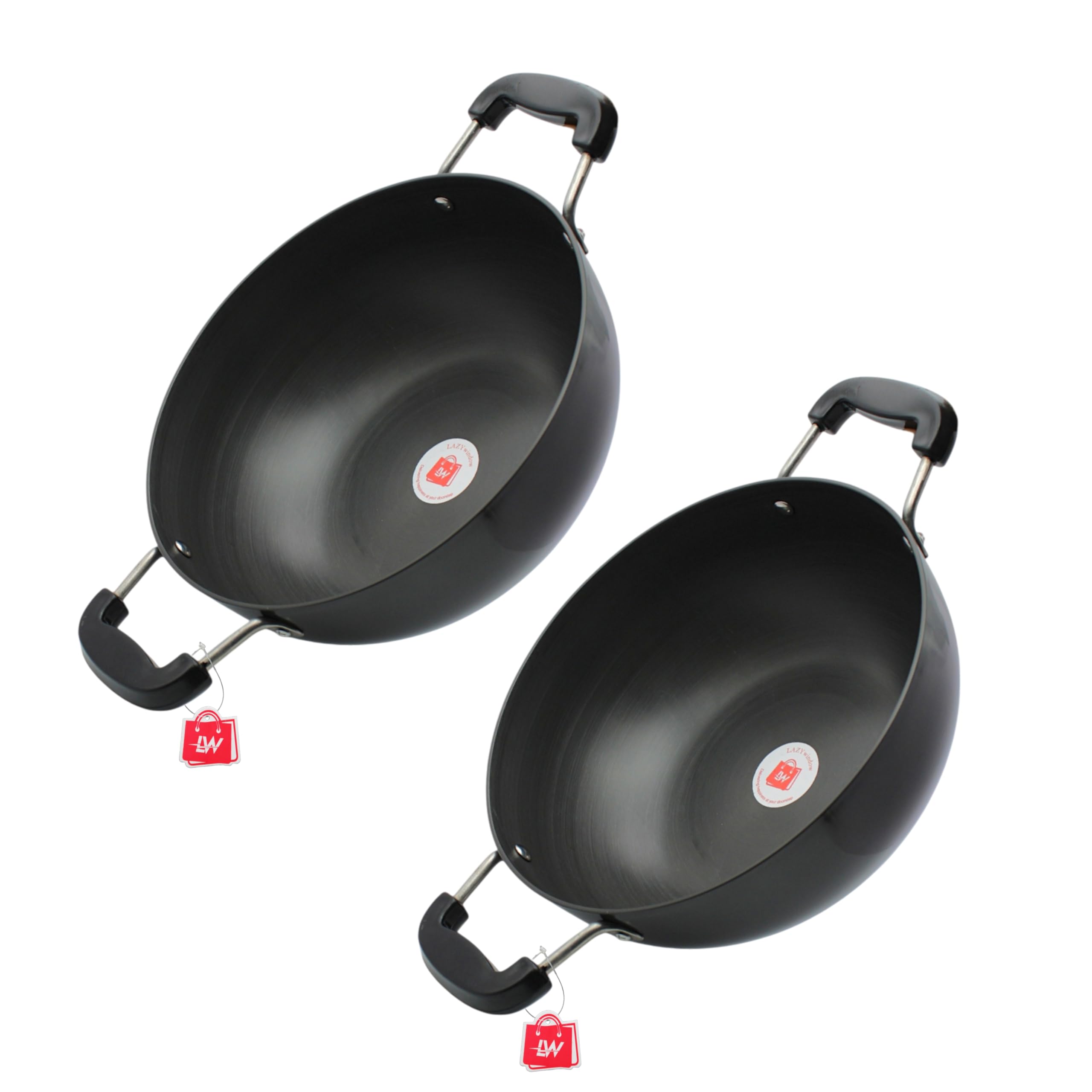 LAZYwindow Hard Anodised Kadhai Set 2Pc 3L