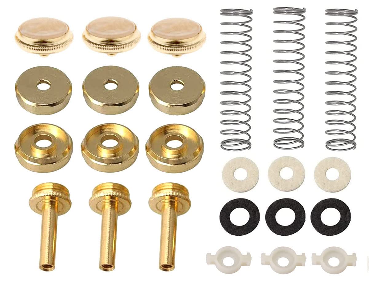 Tuoren Trumpet Valve Sytem Replacement Parts Include Trumpets Finger Buttons Valve Cap Piston Guides Spring Felt Washer Musical